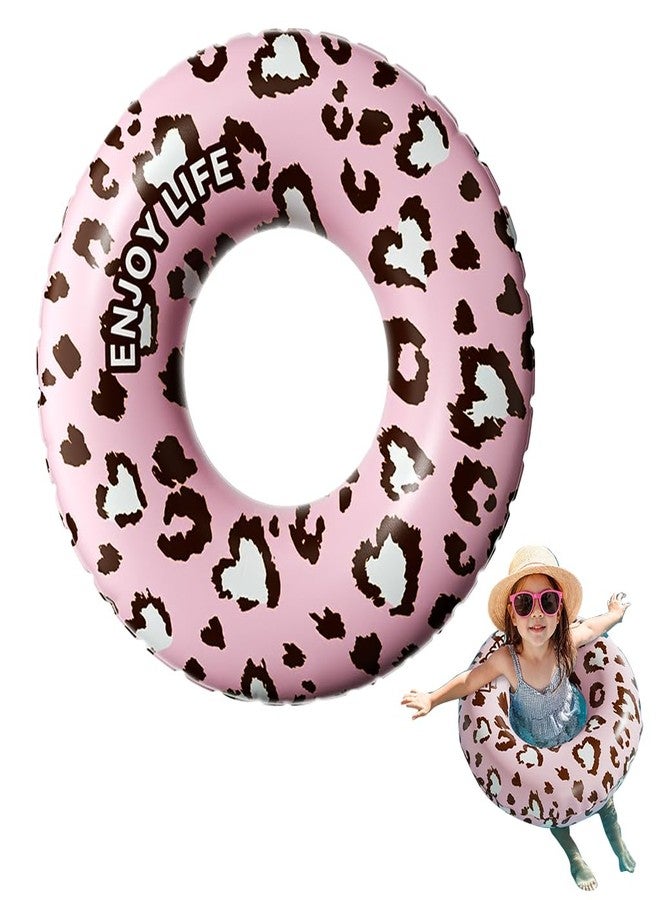 برو بيروس عوامة سباحة للكبار من بروبيروس®، ذاتية النفخ، قطر داخلي 34 سم، مصنوعة من مادة PVC، بتصميم عصري بنقشة جلد النمر الوردي، مناسبة للسباحة في الشاطئ أو المسبح. - Image 1